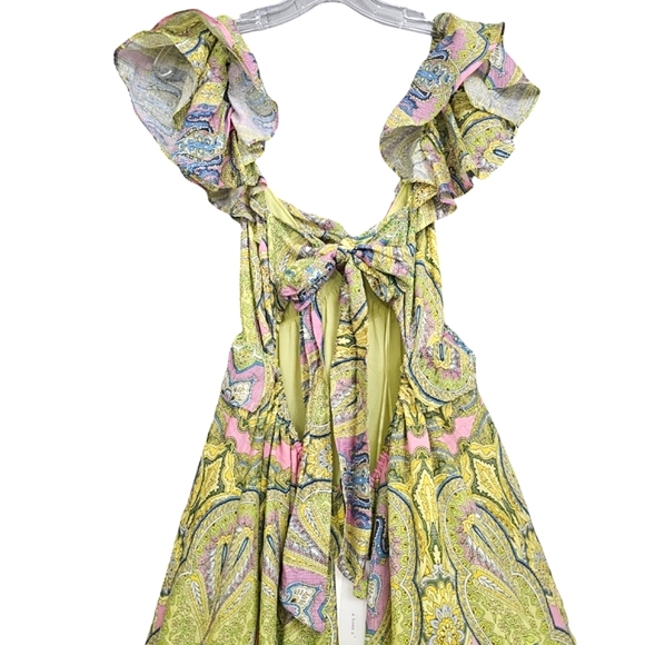 Nwt A loves A Ruffle Cap Sleeve Tie Back Flowy Yellow/Pink/Blue Floral Maxidress - Picture 16 of 17